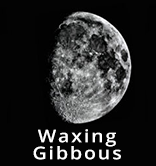 
							
								Image of a waxing Gibbous moon. Most of the moon is illuminated, a small portion of the left hand side is dark
							
							