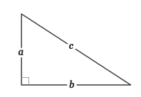 
							
								image of a right triangle. Side A is on the left. Side B is on the bottom and Side C is on top
							
							